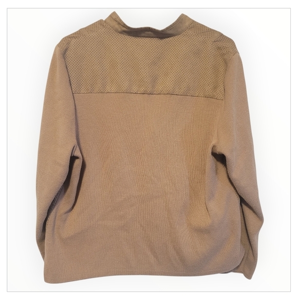 Allison Daley Petite Tan Faux Suede Zip Jacket Perforated Lightweight - Picture 3 of 10